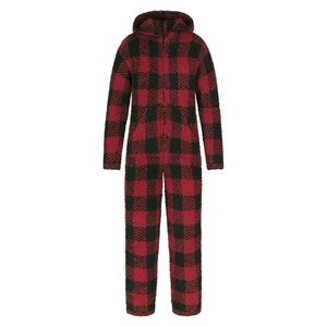 NWT SKIMS Knit Unisex Onesie Buffalo Check